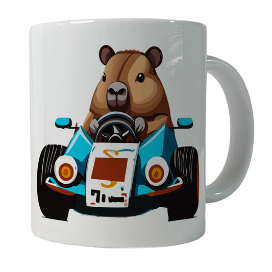 Capybara Driving Race Car Funny Ceramic Tea Coffee Mug Cup - 11oz