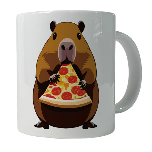 Capybara Eating Pizza Funny Ceramic Tea Coffee Mug Cup - 11oz