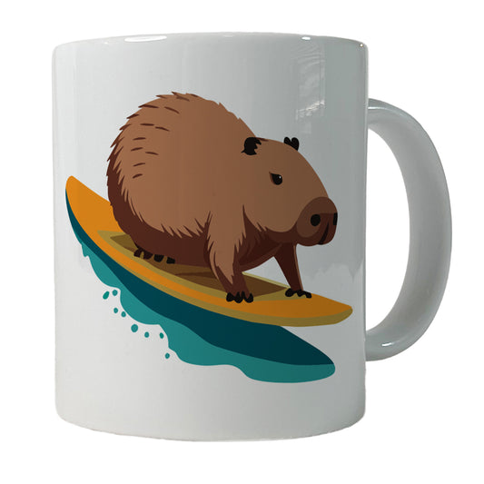 Capybara Surfing Surfer Ocean Funny Ceramic Tea Coffee Mug Cup - 11oz