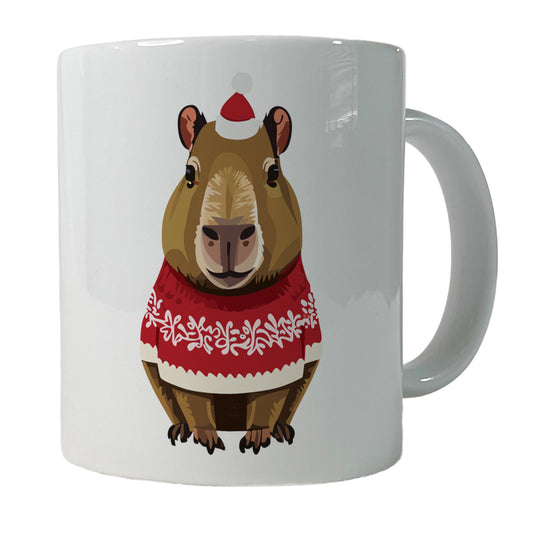 Capybara Wearing Christmas Sweater Funny Ceramic Tea Coffee Mug Cup - 11oz