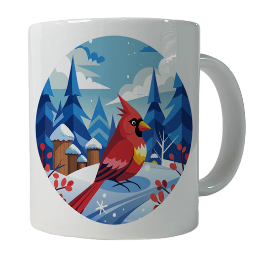 Cardinal in Winter Snow Scene Ceramic Tea Coffee Mug Cup - 11oz