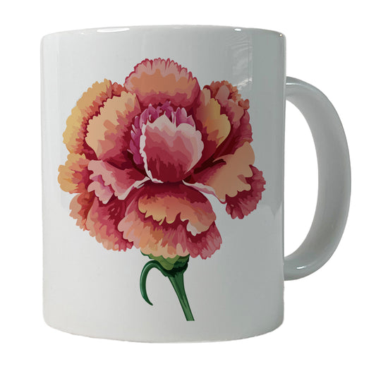Carnation Flower Watercolor Ceramic Tea Coffee Mug Cup - 11oz