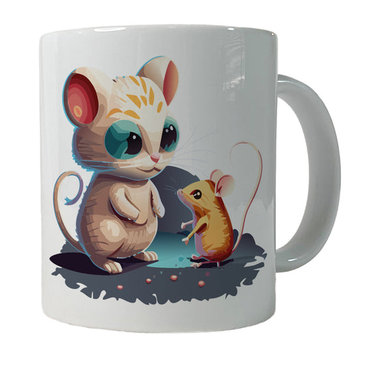 Cat and Mouse Playing Ceramic Tea Coffee Mug Cup - 11oz