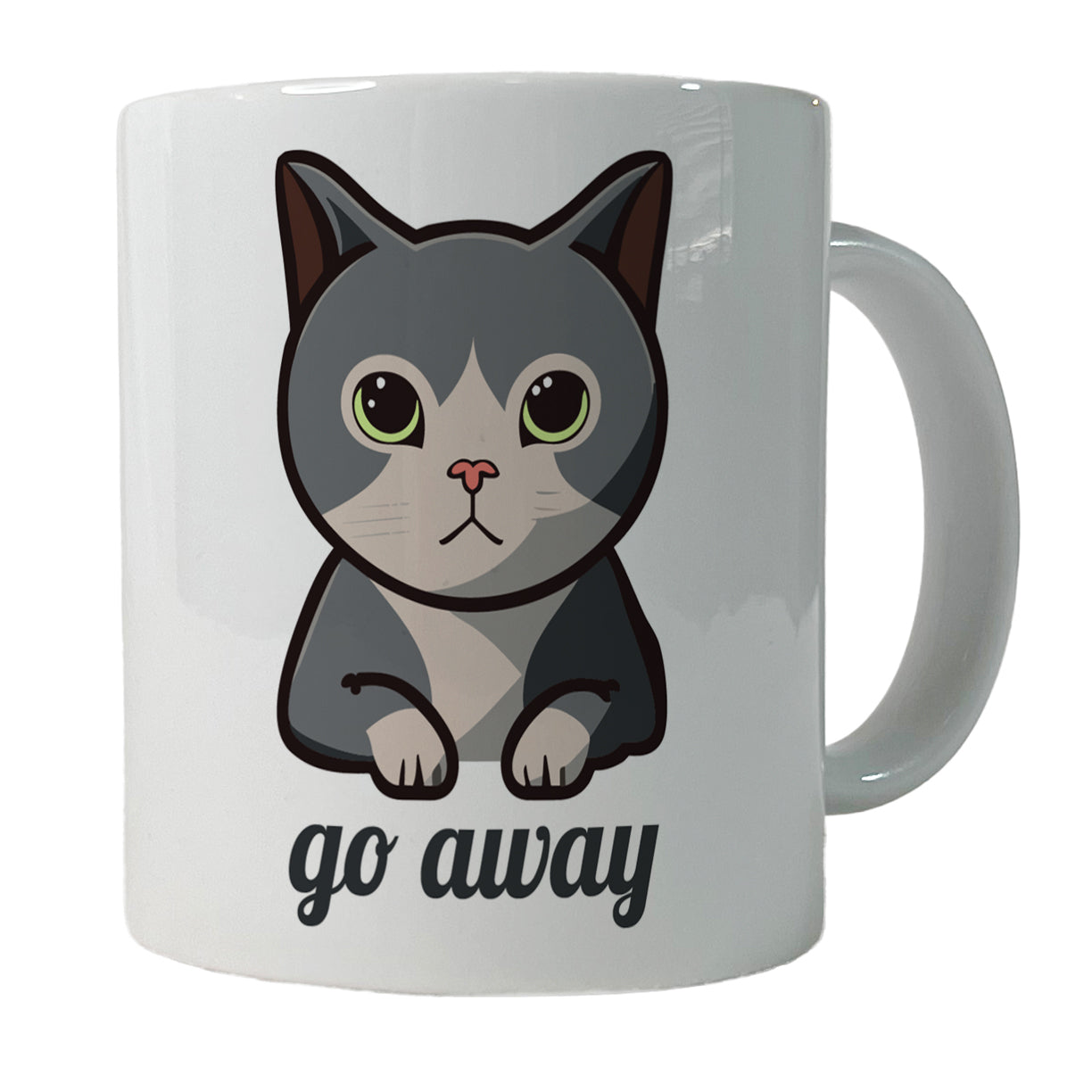 Cat Gray Go Away Funny Ceramic Tea Coffee Mug Cup - 11oz