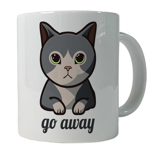 Cat Gray Go Away Funny Ceramic Tea Coffee Mug Cup - 11oz