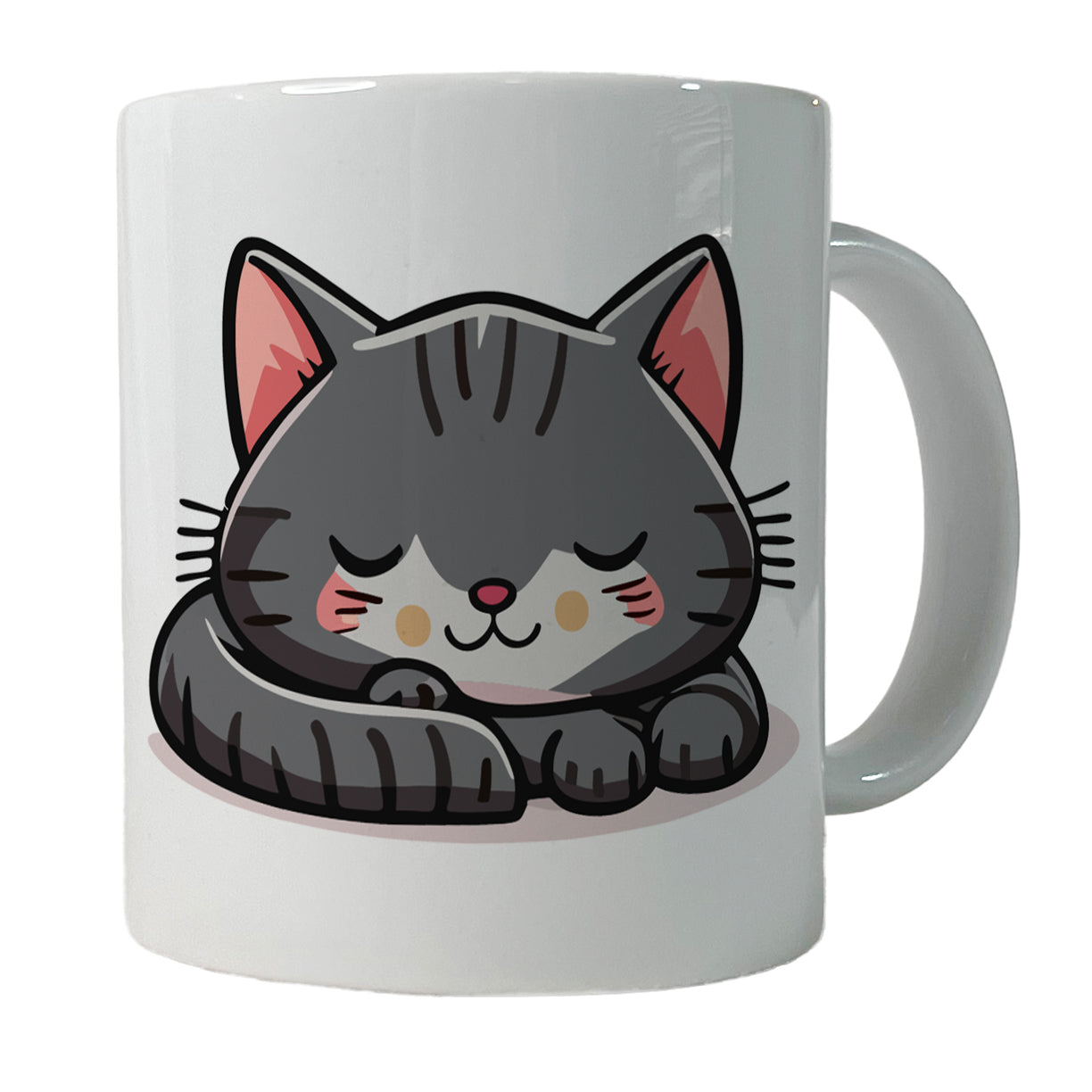 Cat Gray Sleeping Ceramic Tea Coffee Mug Cup - 11oz