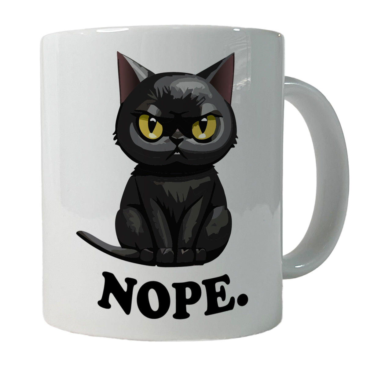 Cat Nope Funny Black Ceramic Tea Coffee Mug Cup - 11oz