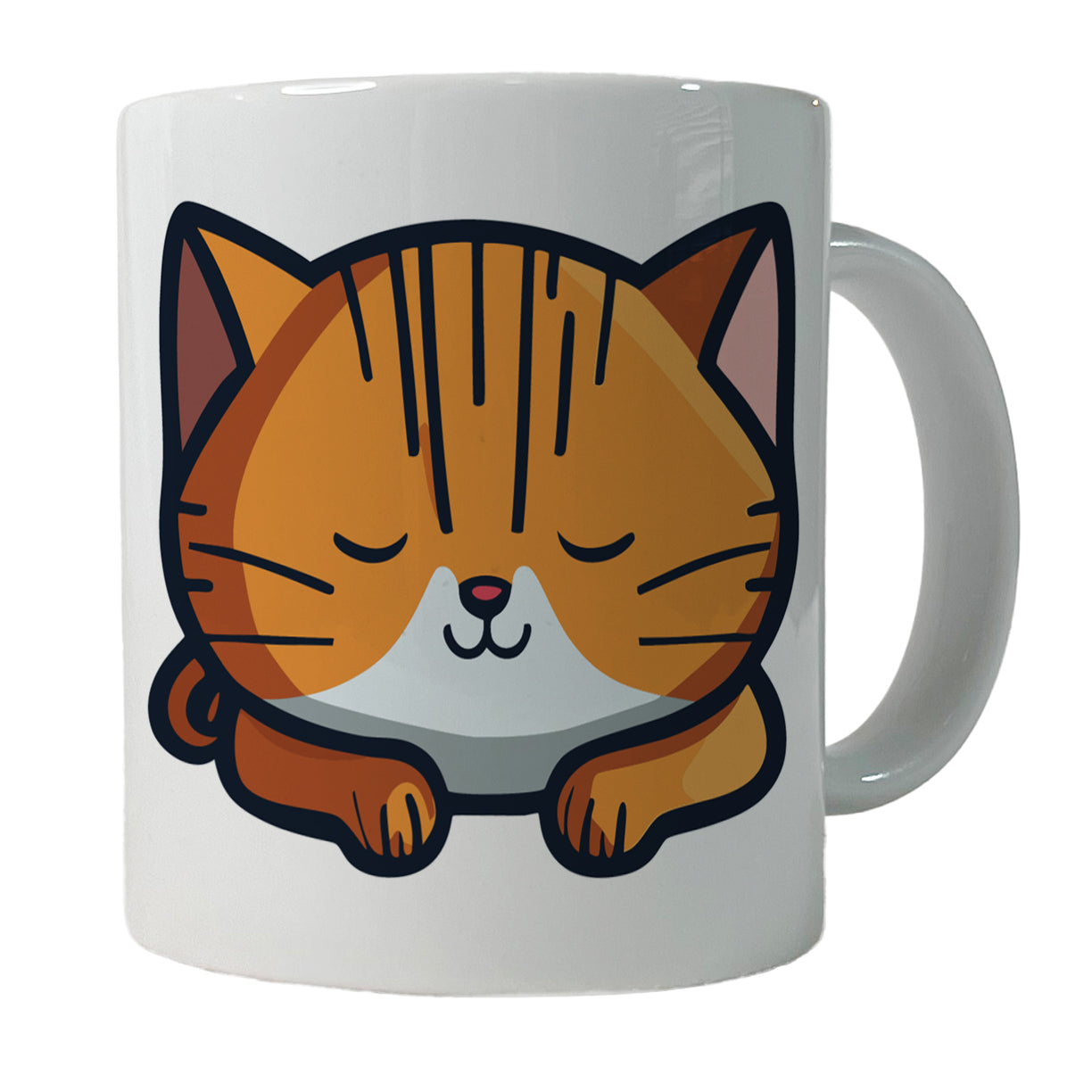 Cat Orange White Sleeping Ceramic Tea Coffee Mug Cup - 11oz