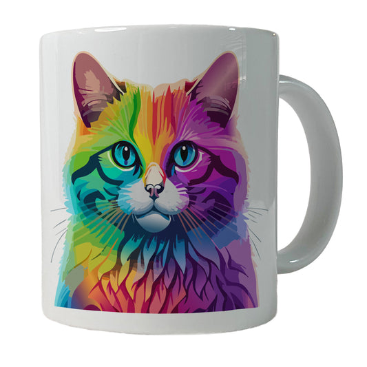 Cat Rainbow Ceramic Tea Coffee Mug Cup - 11oz