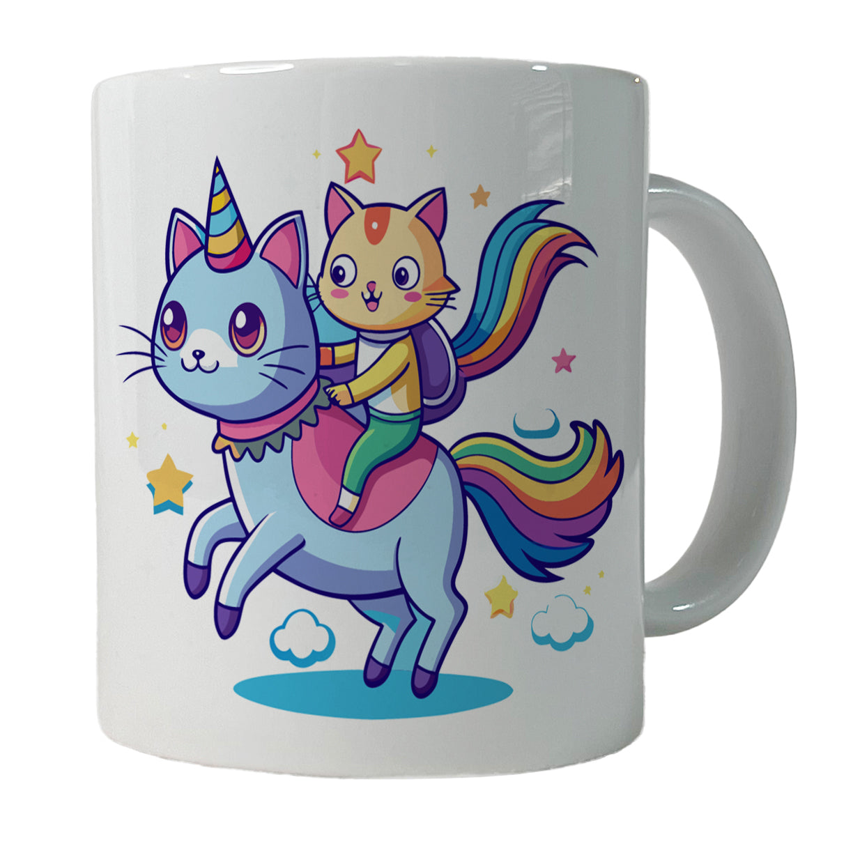 Cat Riding Caticorn Unicorn Funny Ceramic Tea Coffee Mug Cup - 11oz