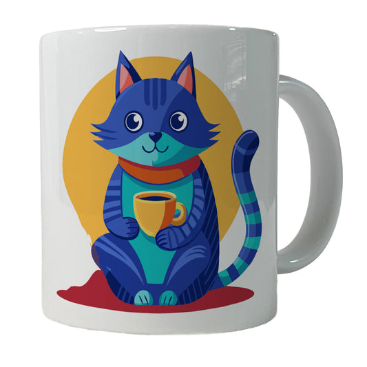 Cat Sipping Tea Ceramic Tea Coffee Mug Cup - 11oz