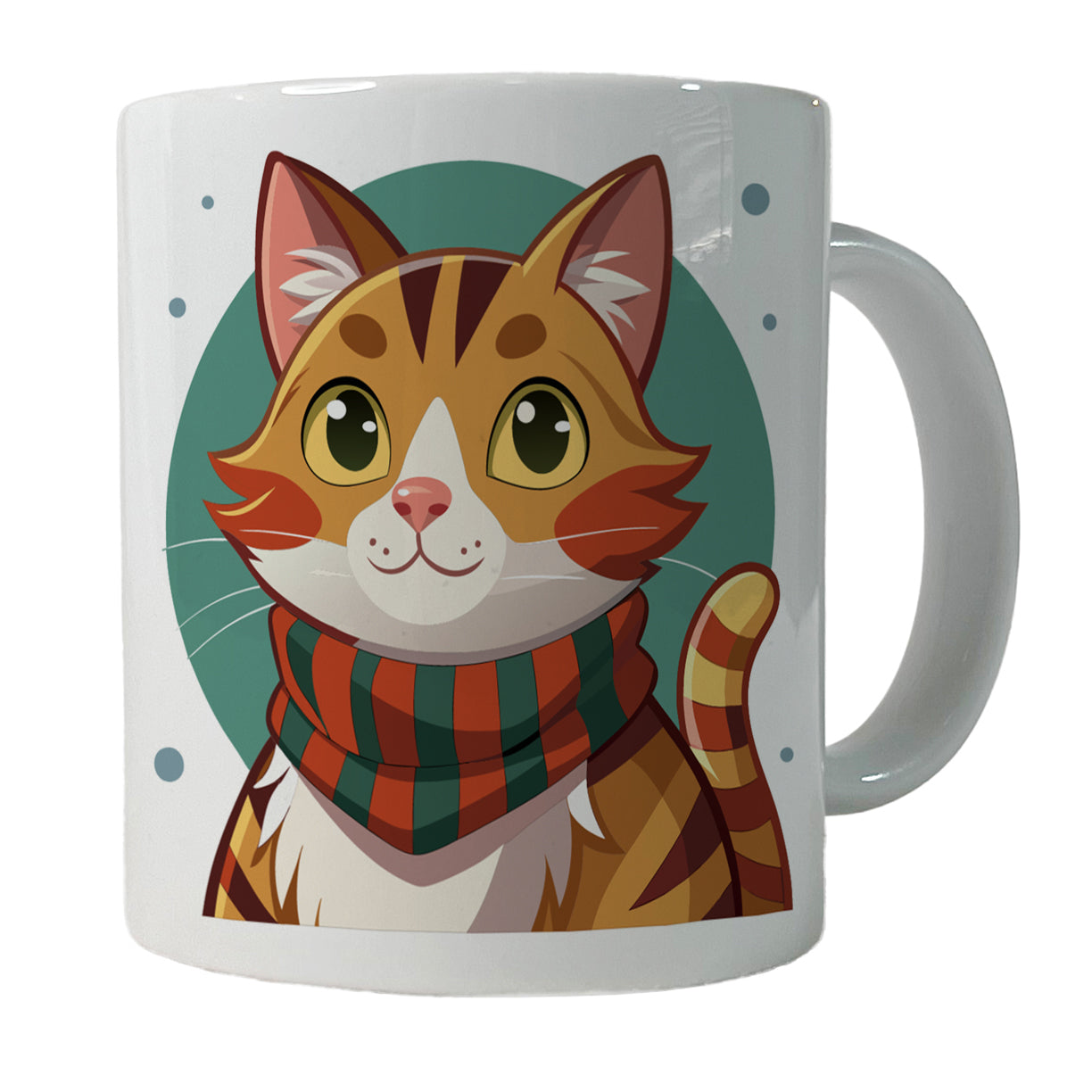 Cat Tabby Wearing Winter Scarf Ceramic Tea Coffee Mug Cup - 11oz