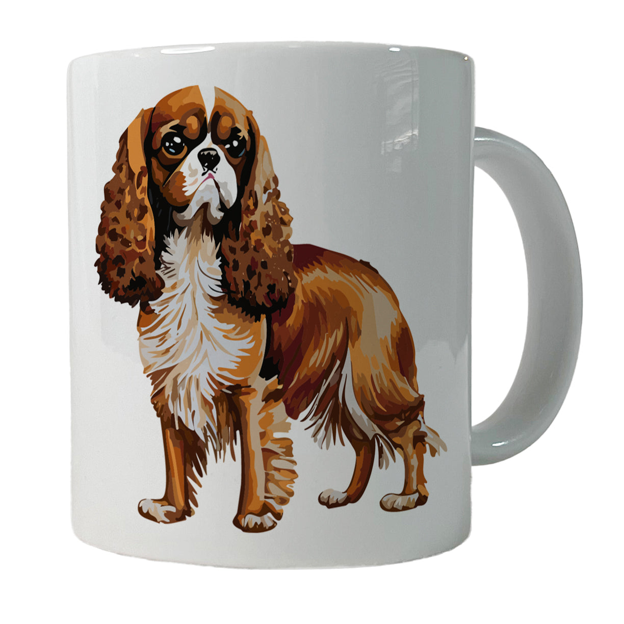 Cavalier King Charles Spaniel Dog Blenheim Watercolor Ceramic Tea Coffee Mug Cup - 11oz