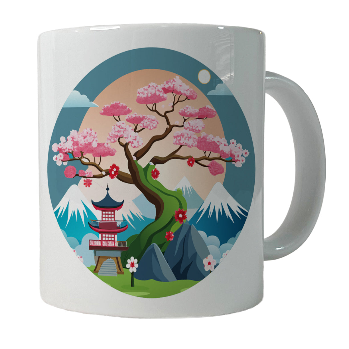 Cherry Blossom Tree Japanese Garden Ceramic Tea Coffee Mug Cup - 11oz