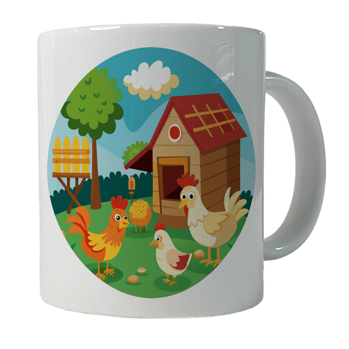 Chickens and Coop Cute Ceramic Tea Coffee Mug Cup - 11oz