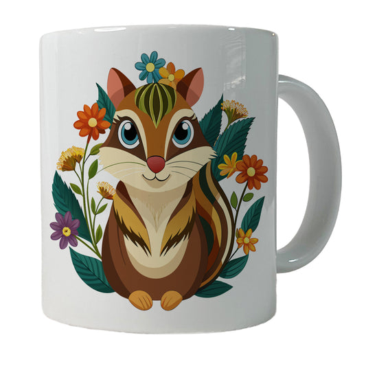 Chipmunk Floral Flowers Ceramic Tea Coffee Mug Cup - 11oz
