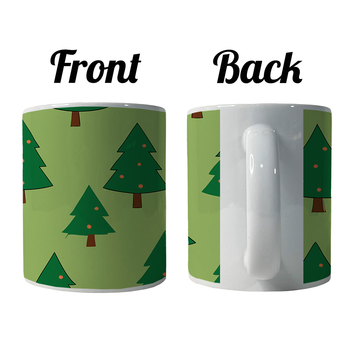 Christmas Trees Green Pattern Ceramic Tea Coffee Mug Cup - 11oz