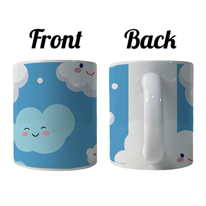 Clouds Happy Smiling Cute Pattern Ceramic Tea Coffee Mug Cup - 11oz