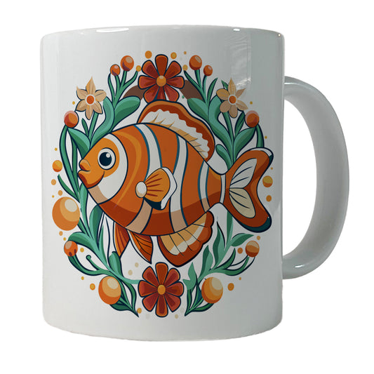 Clownfish Floral Flowers Ceramic Tea Coffee Mug Cup - 11oz