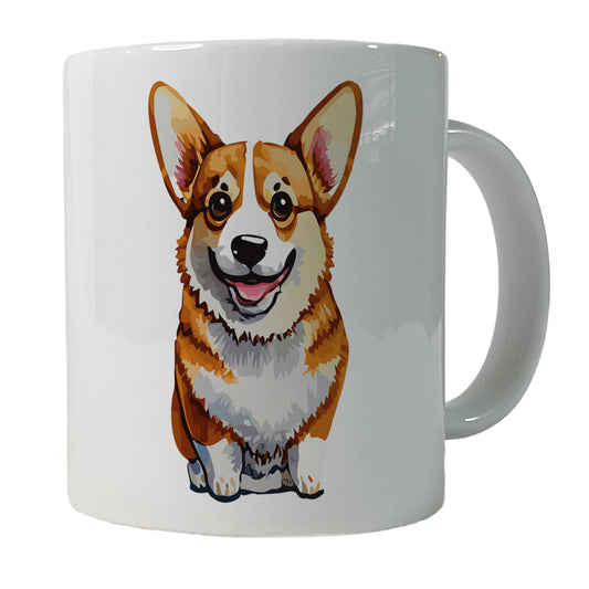Corgi Dog Watercolor Happy Ceramic Tea Coffee Mug Cup - 11oz