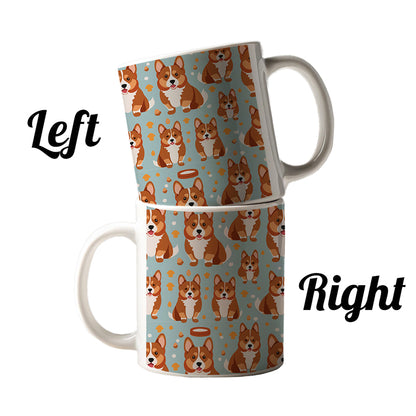 Corgis Dog Pattern Ceramic Tea Coffee Mug Cup - 11oz