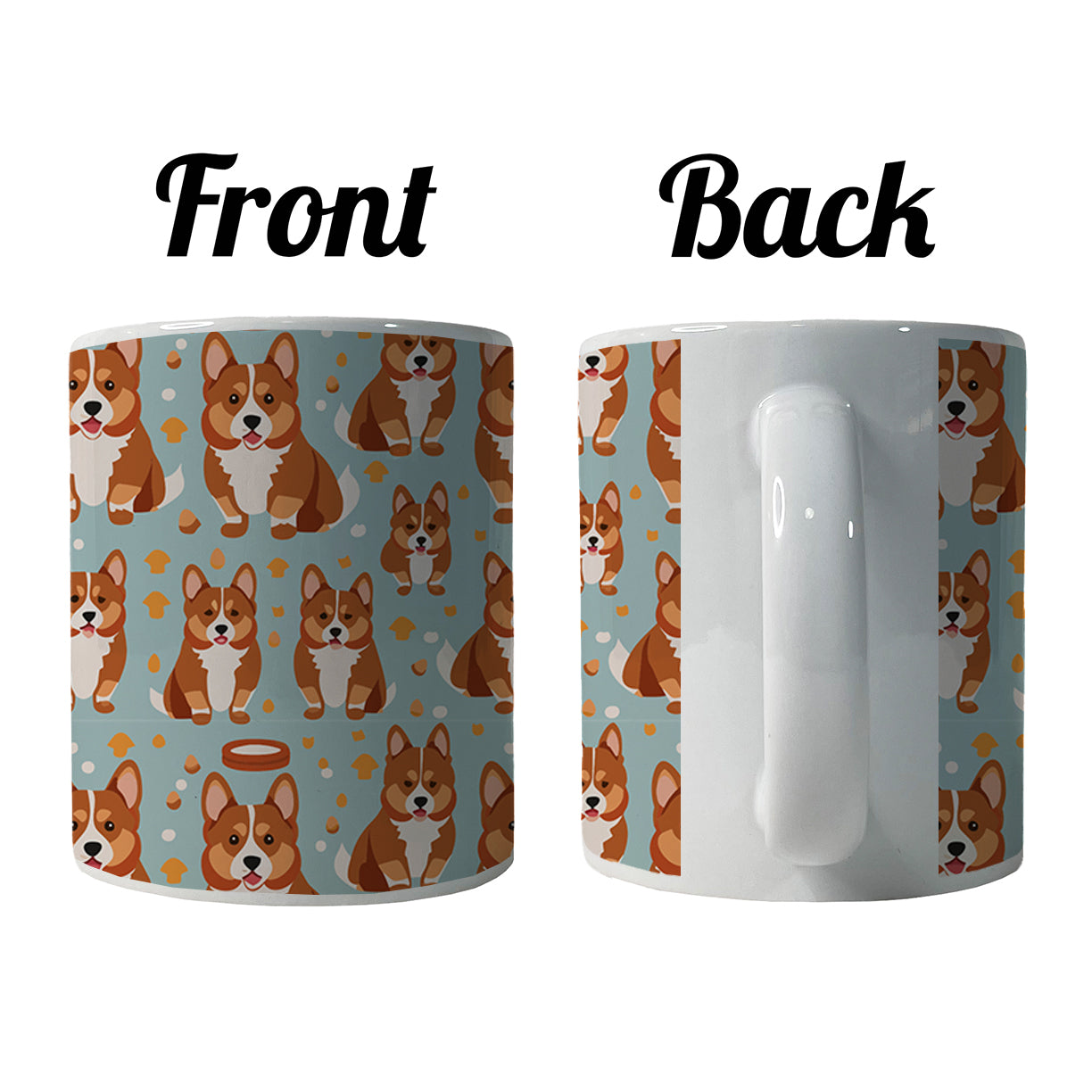 Corgis Dog Pattern Ceramic Tea Coffee Mug Cup - 11oz
