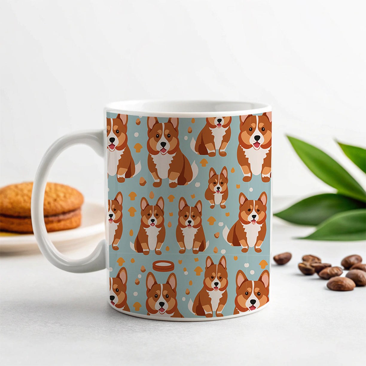 Corgis Dog Pattern Ceramic Tea Coffee Mug Cup - 11oz