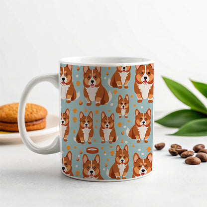 Corgis Dog Pattern Ceramic Tea Coffee Mug Cup - 11oz