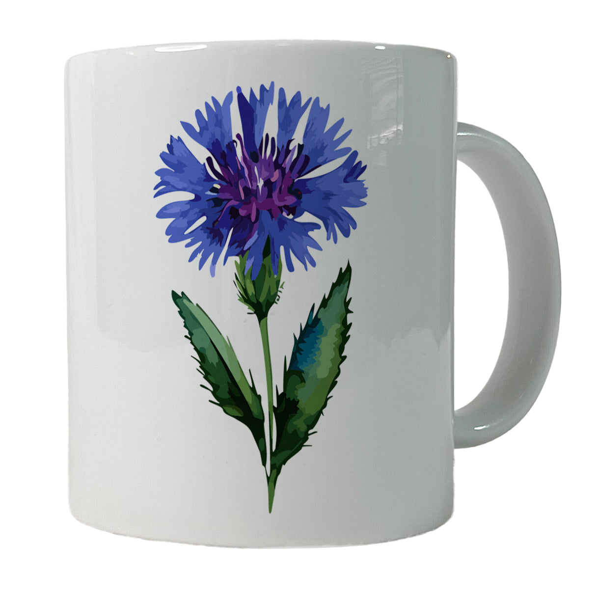 Cornflower Bachelors Buttons Flowers Blue Ceramic Tea Coffee Mug Cup - 11oz
