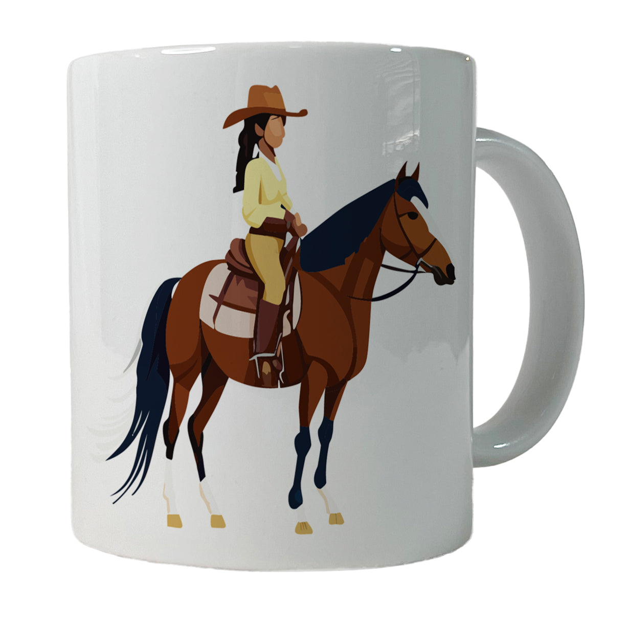 Cowgirl Woman on Horse Ceramic Tea Coffee Mug Cup - 11oz