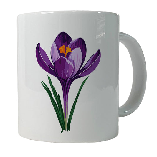 Crocus Flower Purple Watercolor Ceramic Tea Coffee Mug Cup - 11oz