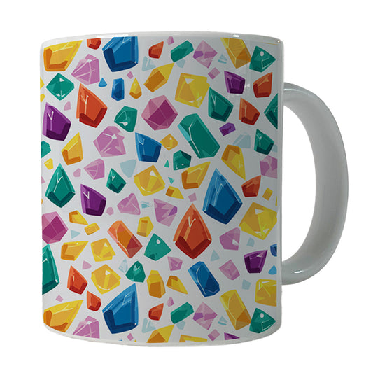 Crystals Gems Gemstones Colorful Pattern Ceramic Tea Coffee Mug Cup - 11oz