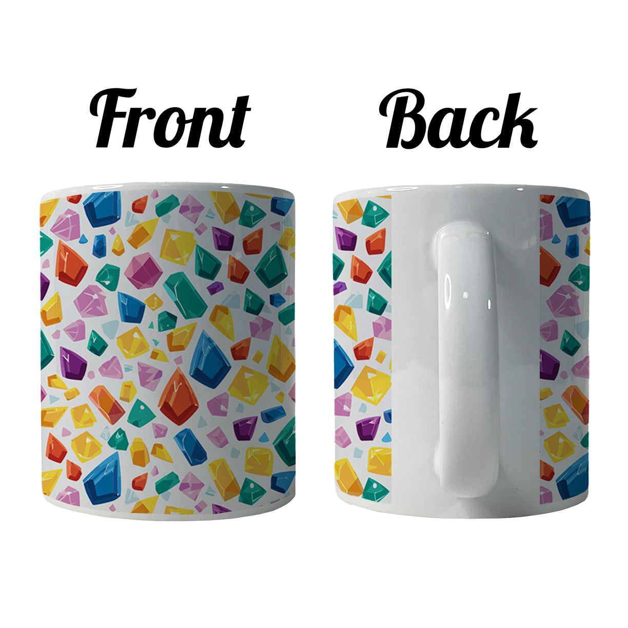 Crystals Gems Gemstones Colorful Pattern Ceramic Tea Coffee Mug Cup - 11oz