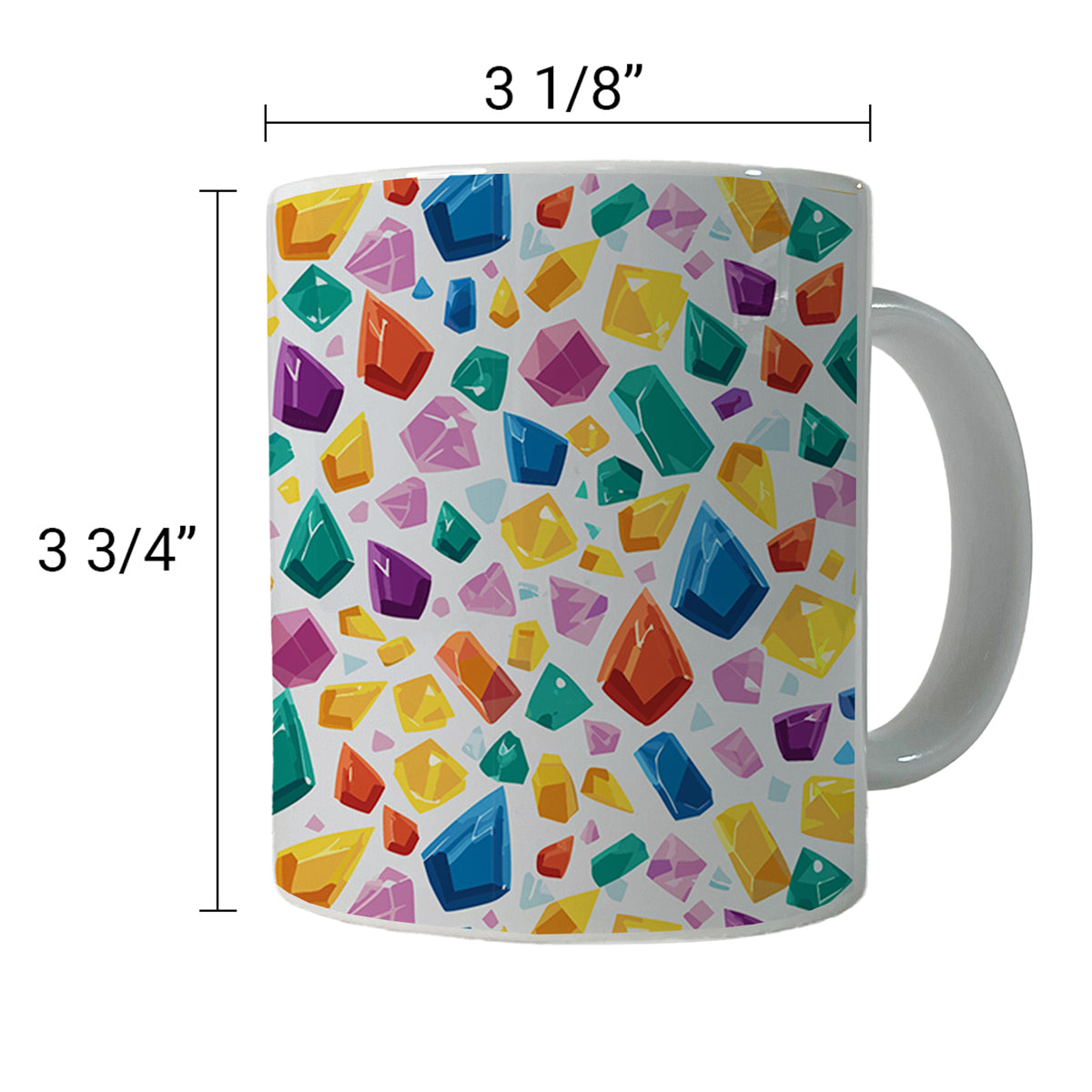 Crystals Gems Gemstones Colorful Pattern Ceramic Tea Coffee Mug Cup - 11oz