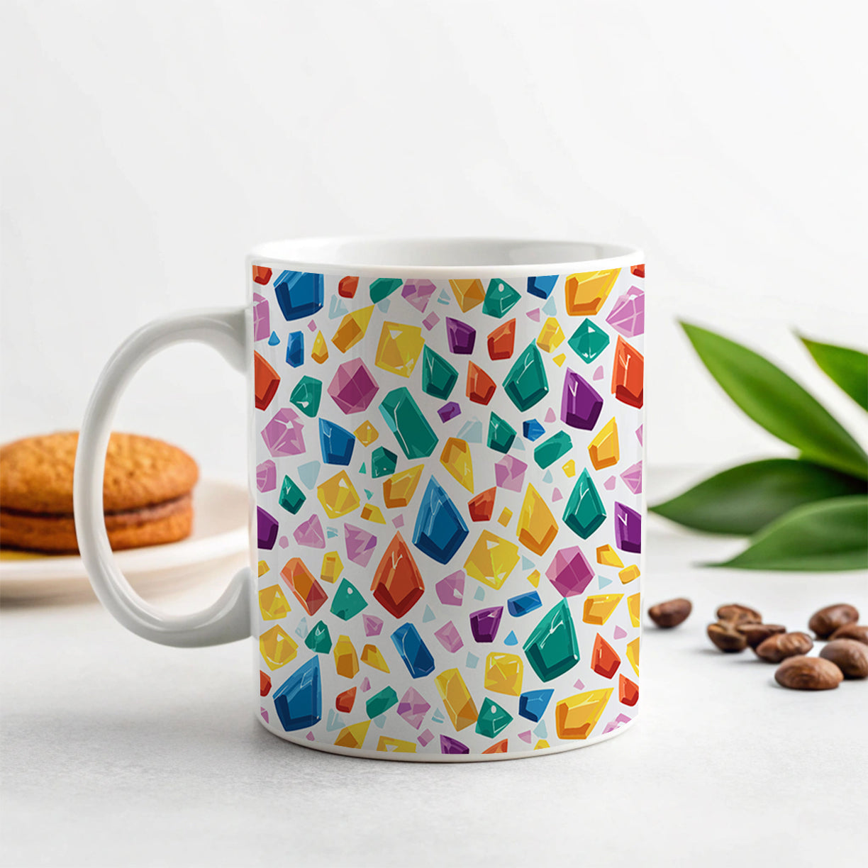Crystals Gems Gemstones Colorful Pattern Ceramic Tea Coffee Mug Cup - 11oz