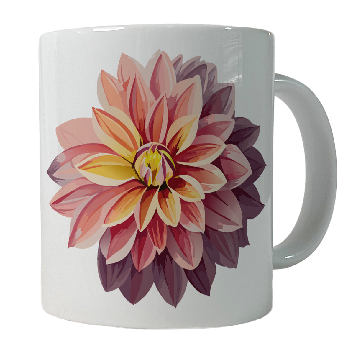 Dahlia Flower Watercolor Ceramic Tea Coffee Mug Cup - 11oz