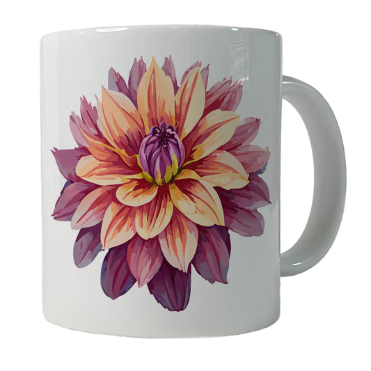 Dahlia Flower Ceramic Tea Coffee Mug Cup - 11oz