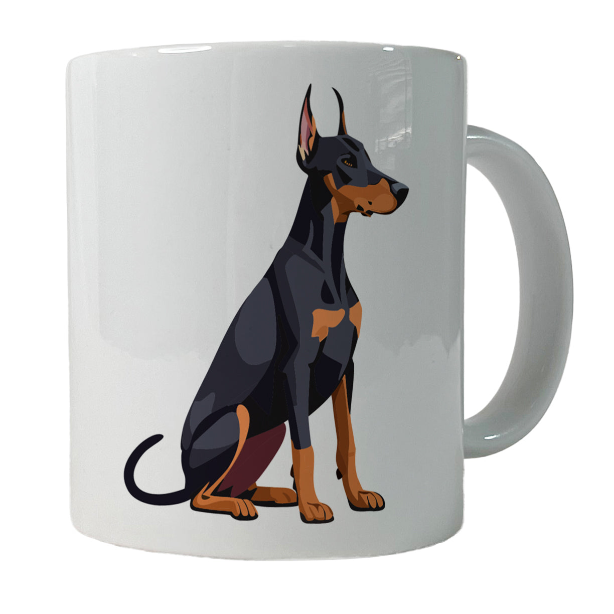 Doberman Dog Sitting Ceramic Tea Coffee Mug Cup - 11oz