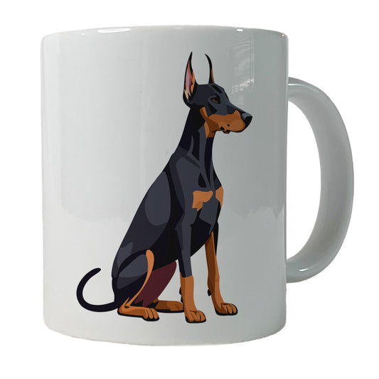 Doberman Dog Sitting Ceramic Tea Coffee Mug Cup - 11oz