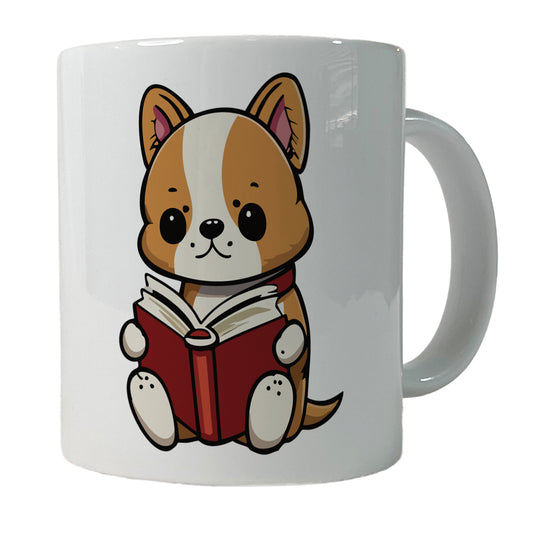 Dog Reading Book Ceramic Tea Coffee Mug Cup - 11oz