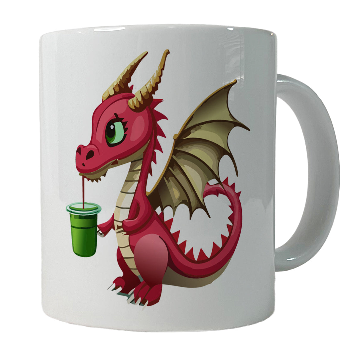 Dragon Drinking Boba Tea Funny Ceramic Tea Coffee Mug Cup - 11oz