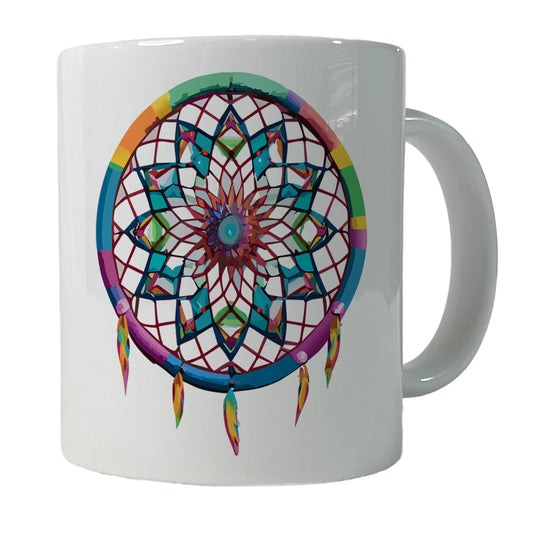 Dream Catcher Colorful Feathers Ceramic Tea Coffee Mug Cup - 11oz