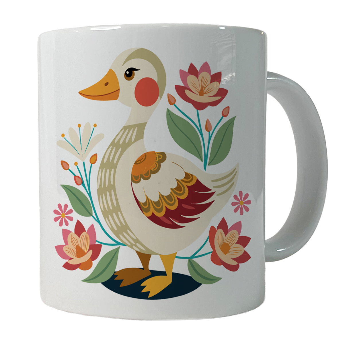 Duck Floral Flowers Ceramic Tea Coffee Mug Cup - 11oz