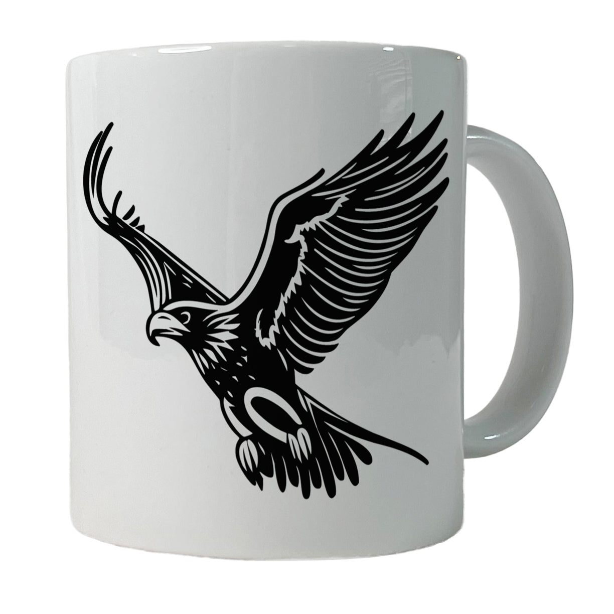 Eagle Flying Black White Ceramic Tea Coffee Mug Cup - 11oz