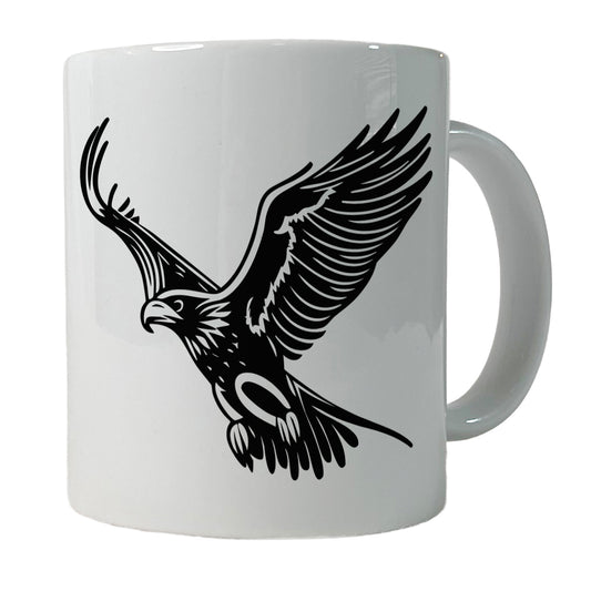 Eagle Flying Black White Ceramic Tea Coffee Mug Cup - 11oz