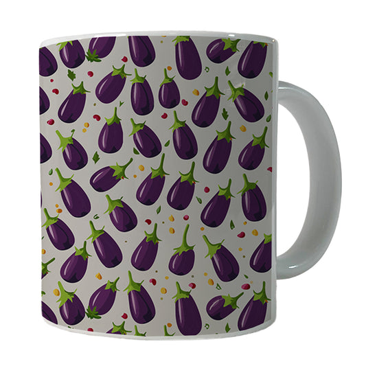 Eggplants Egg Plants Vegetables Scattered Pattern Ceramic Tea Coffee Mug Cup - 11oz