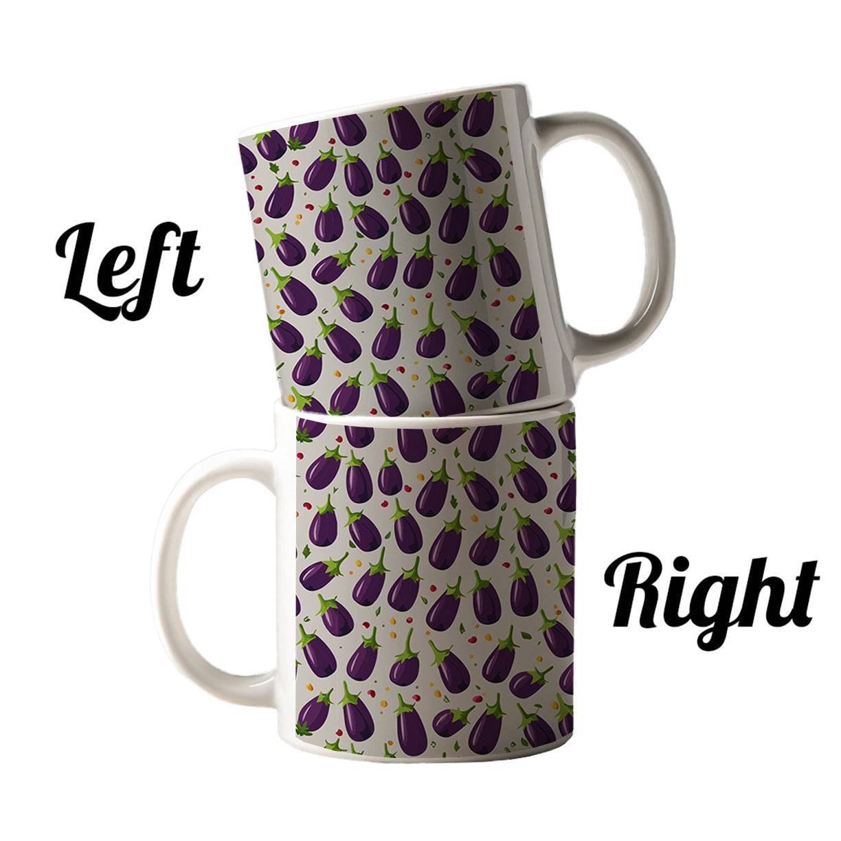 Eggplants Egg Plants Vegetables Scattered Pattern Ceramic Tea Coffee Mug Cup - 11oz