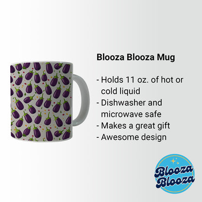 Eggplants Egg Plants Vegetables Scattered Pattern Ceramic Tea Coffee Mug Cup - 11oz