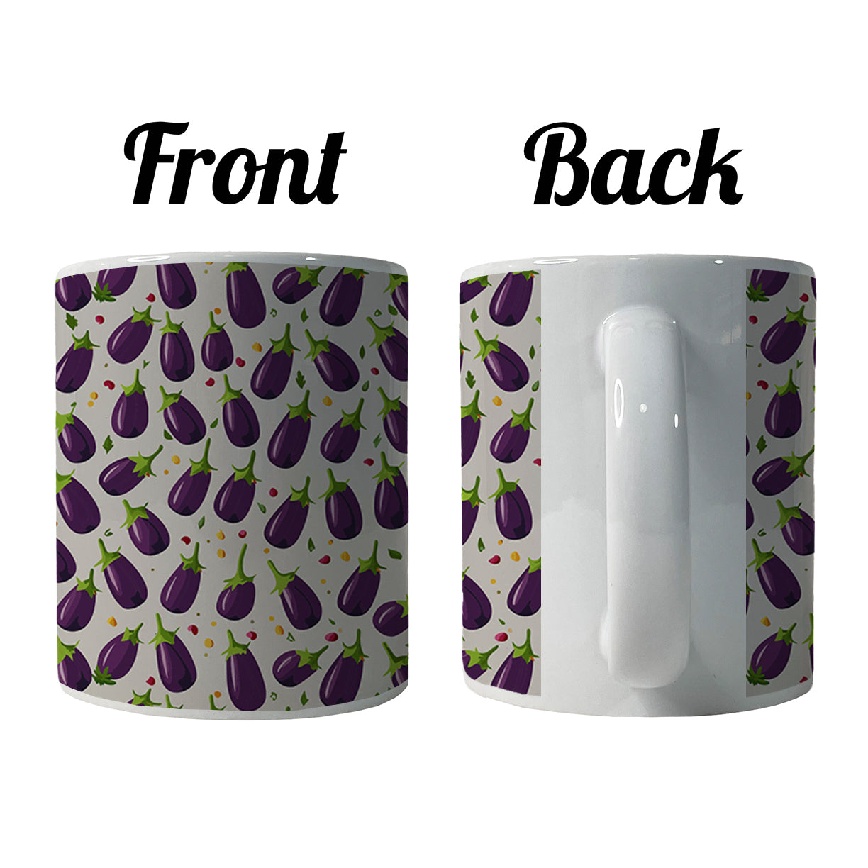 Eggplants Egg Plants Vegetables Scattered Pattern Ceramic Tea Coffee Mug Cup - 11oz