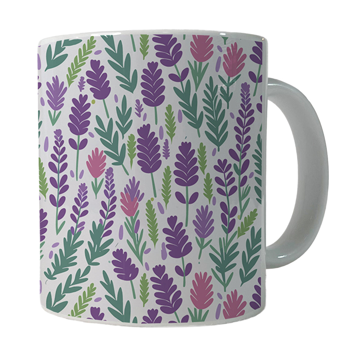 Flowers Lavender Cute Pattern Ceramic Tea Coffee Mug Cup - 11oz